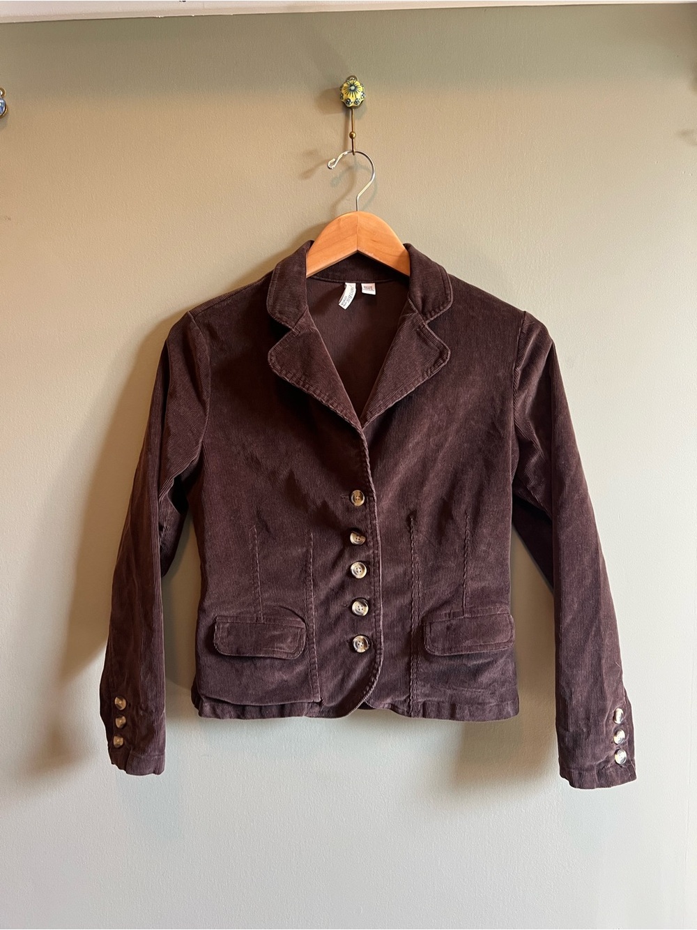St. John's Bay Dark Brown Corduroy Blazer with Buttons | Petite Small | Y2K